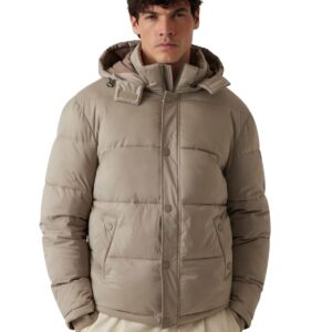 GUESS Gewatteerde Herenjas Beige met Capuchon